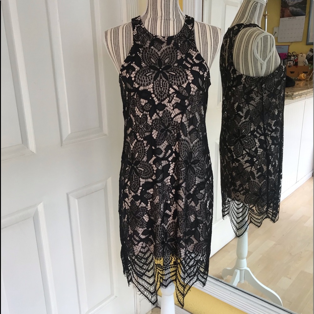 Express Black Lace Midi Dress